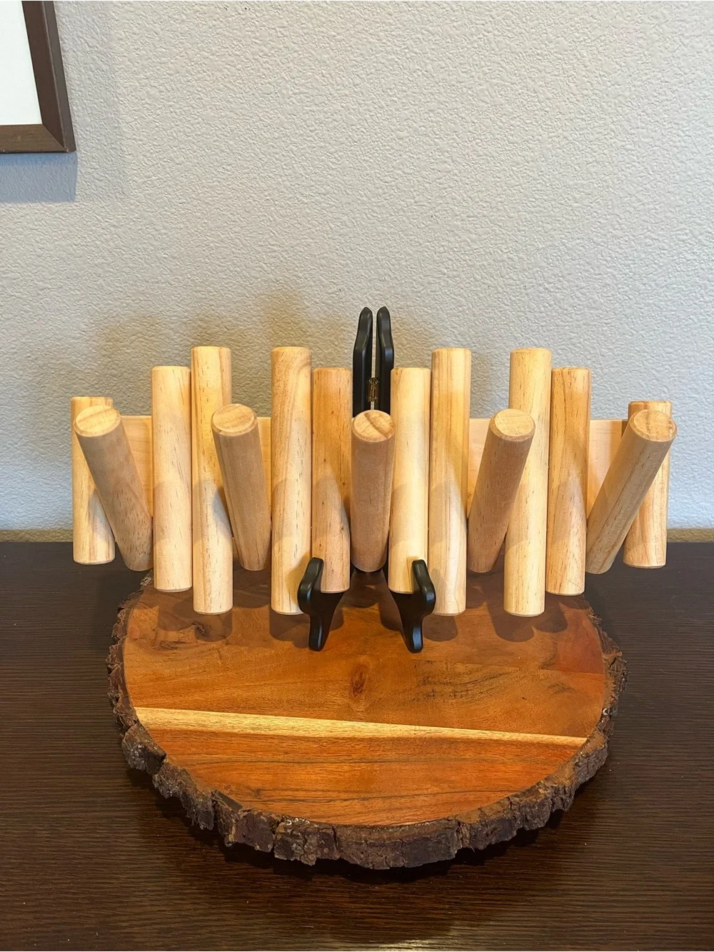 Umbra EUC Picket Hook Wall Hook w/5 Hooks in Natural Beveled Pine Wood
